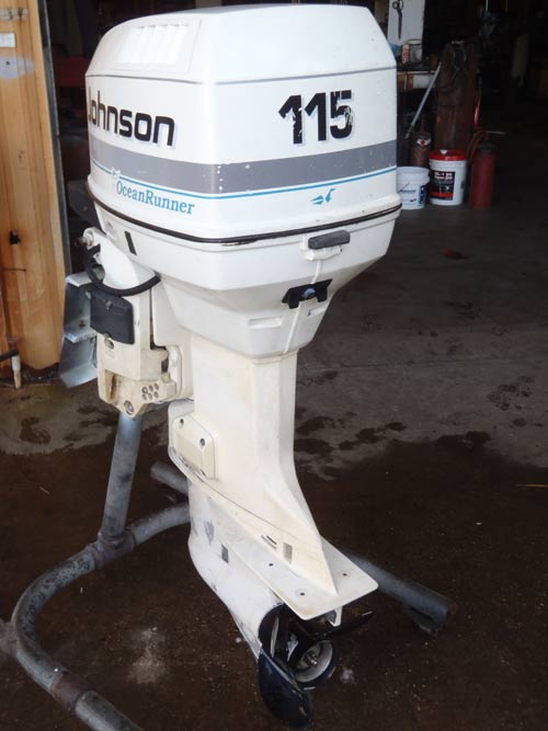 115 Hp Johnson Outboard Boat Motor For Sale. black kitchen with mermaid bac...