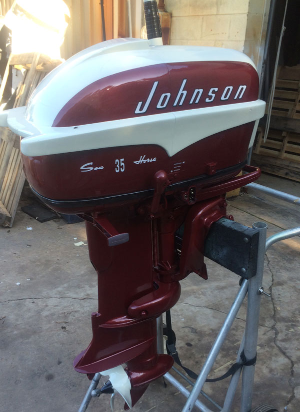 1958 35 hp johnson restored outboard boat motor for sale