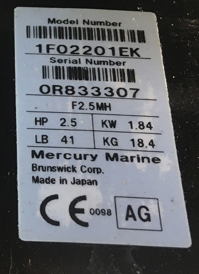 2017 2.5hp Mercury Outboard For Sale 4 Stroke