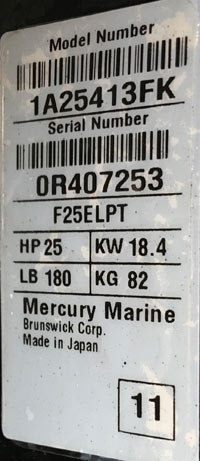 Used 25 hp Mercury 4 Stroke Outboard For Sale F25ELTP